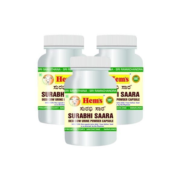 Surabhi Saara - Desi Cow Urine Powder Capsule (100 Capsules * 3 Bottles)